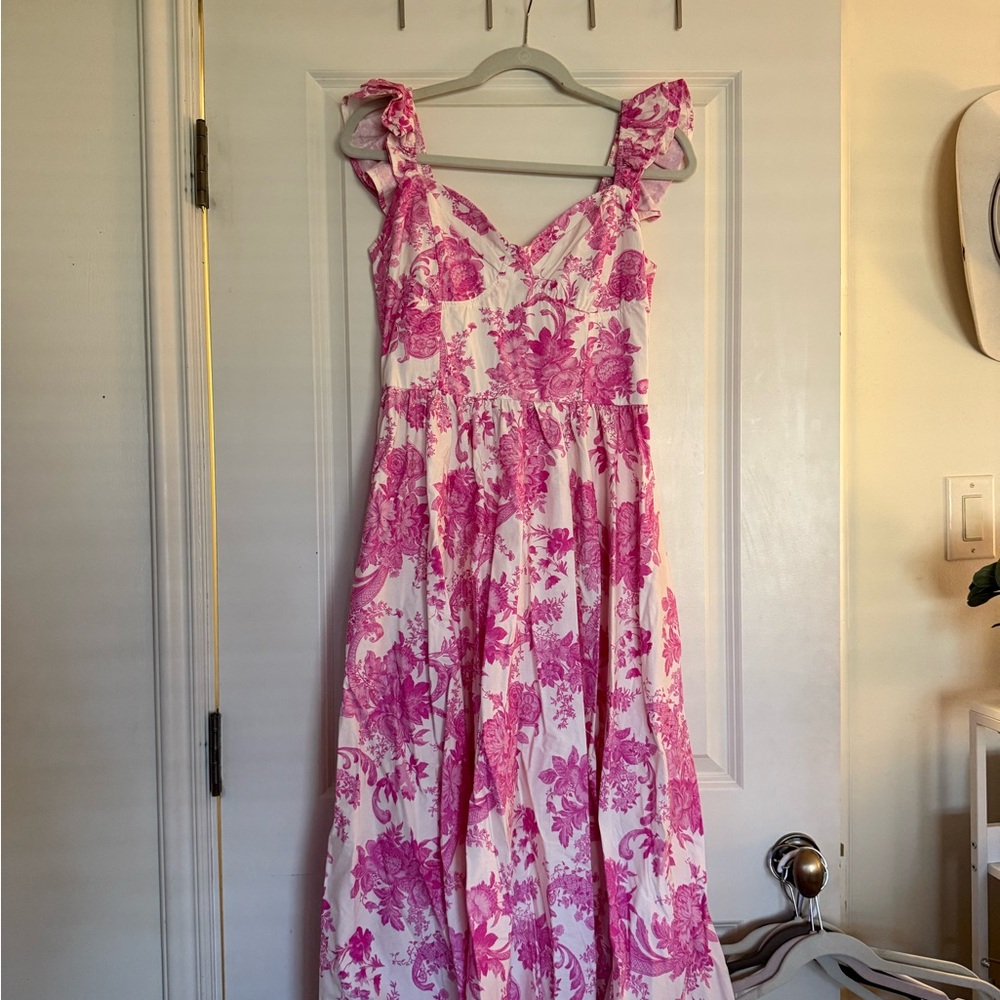 Pink Floral Strap Dress